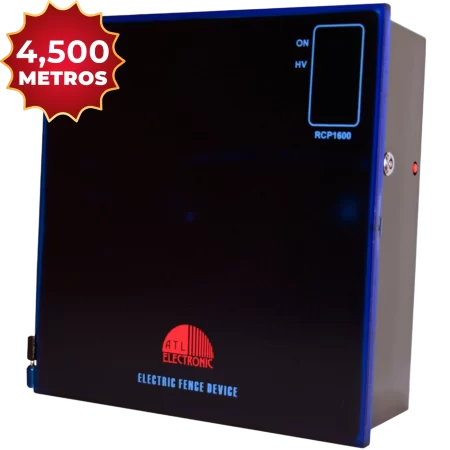Electrificador para cerca eléctrica de casa, de hasta 4,500 metros lineales, con zonas para sensores, conexión de batería auxiliar y mando a distancia con función de encendido, apagado, modo solo cerca y pánico.